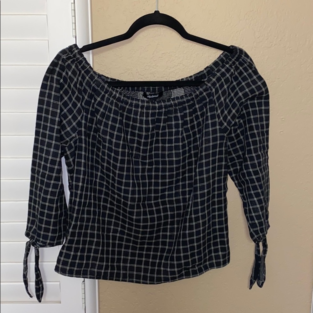 Madewell Plaid Off-the-Shoulder Top